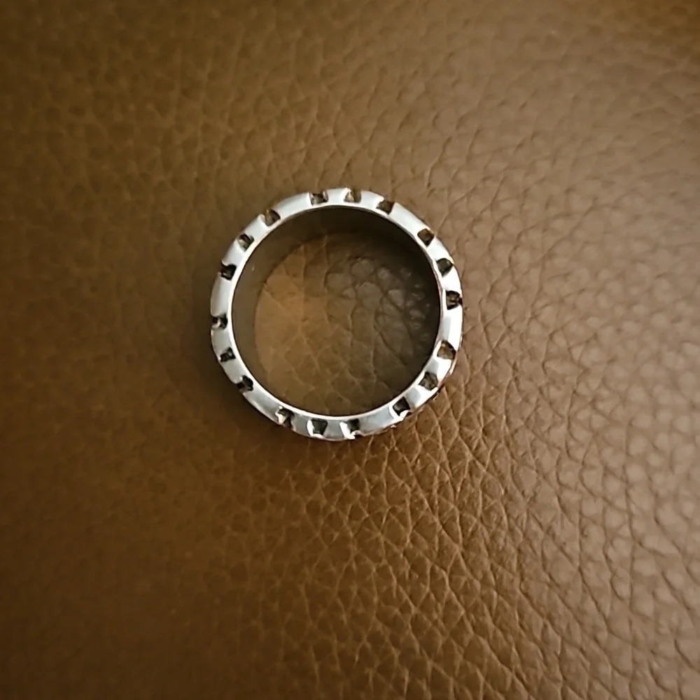 Silver Filled Stainless Steel Gothic Castlecore Cross Band Ring Size 10